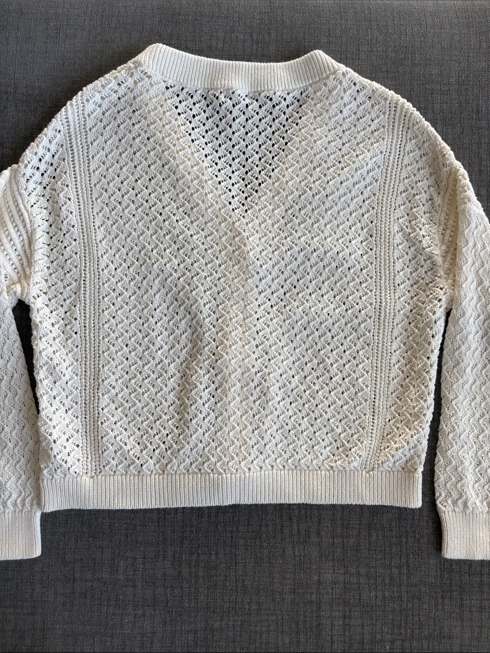 Splendid Brenda Cardigan Cream Open Pointelle Knit Cotton Sweater Size M EUC - Picture 8 of 9